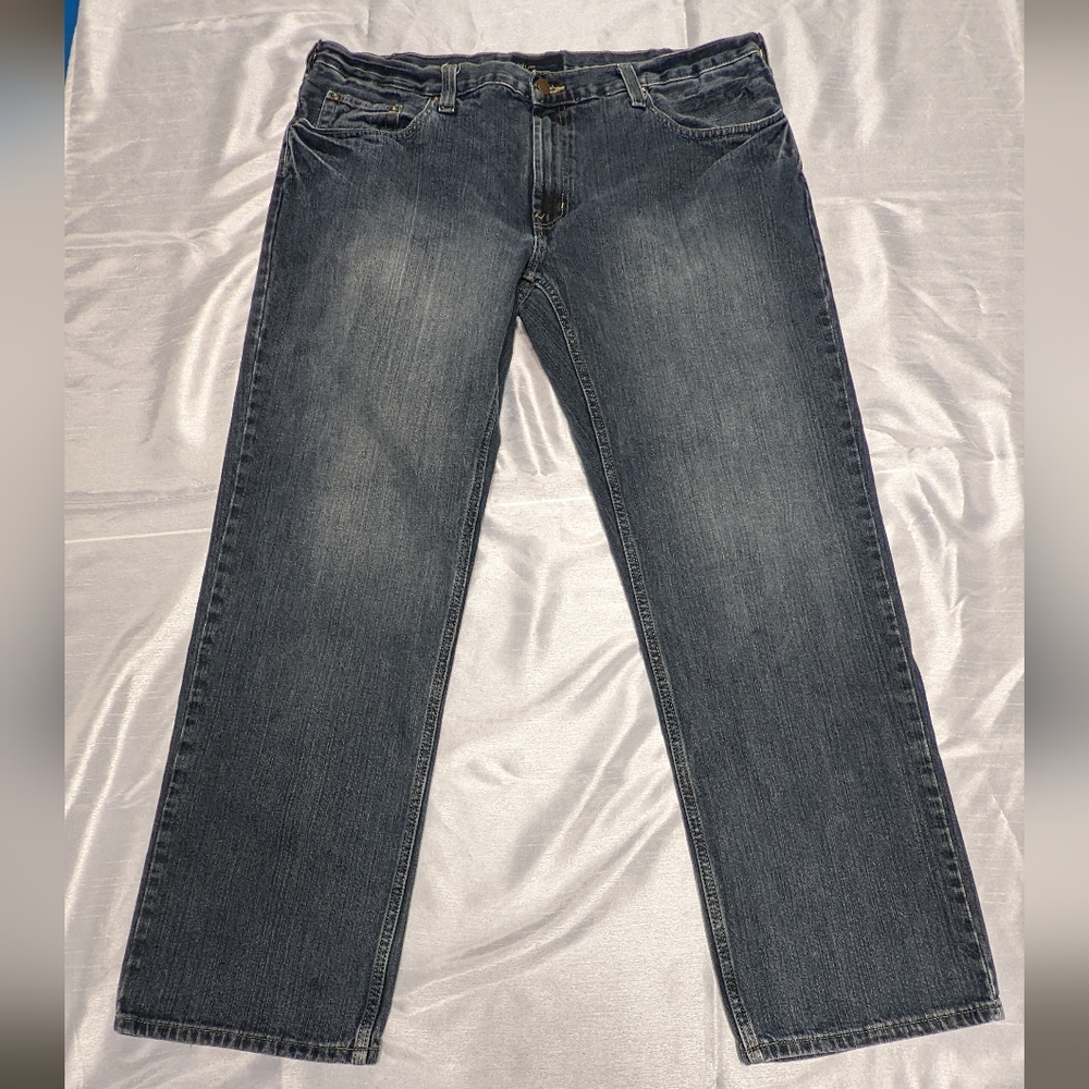 Jeans, Pronto Uomo, Mens, acid washed denim blue jeans, Size 40x32